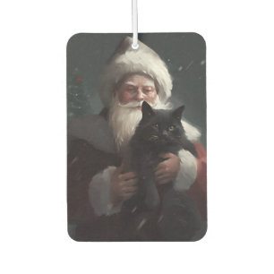 Tuxedo Cat With Santa Claus Festive Christmas Car Air Freshener