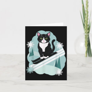 Tuxedo Cats And Skiing Snow Winter Sports Fans  Card