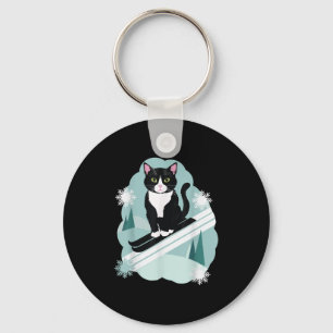 Tuxedo Cats And Skiing Snow Winter Sports Fans  Key Ring