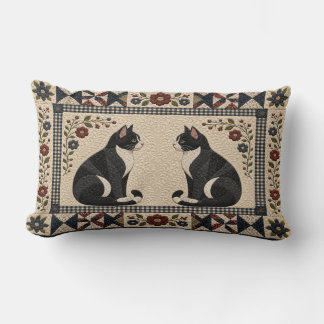 Tuxedo Cats Quilt Lumbar Cushion