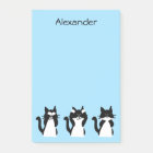 Tuxedo Cats | Three Wise Kitties Light Blue
