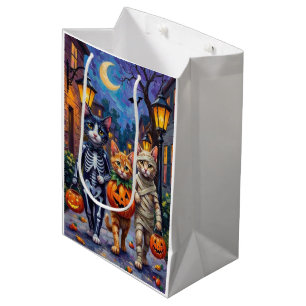 Tuxedo Cats Trick-or-Treating in Halloween Costume Medium Gift Bag