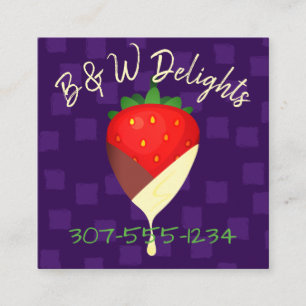 tuxedo chocolate covered strawberry fruit business square business card