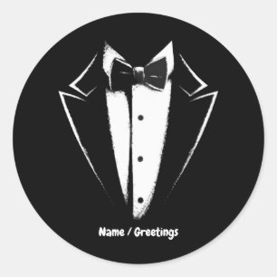 Tuxedo Classic Party Funny Concert Festival Design Round Sticker