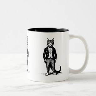 Tuxedo Classy Cat Two-Tone Coffee Mug