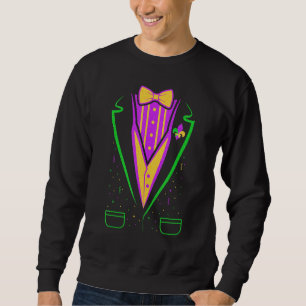 Tuxedo Costume Bow Tie Funny Mardi Gras Carnival M Sweatshirt