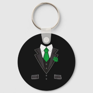 Tuxedo Costume Green Rose Tie Funny St. Patrick's Key Ring