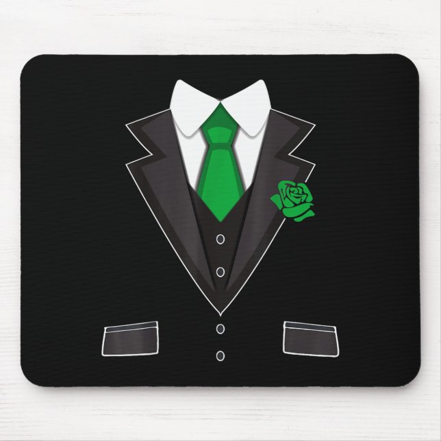 Tuxedo Costume Green Rose Tie Funny St. Patrick's  Mouse Pad (Front)