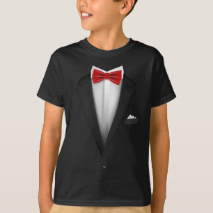 Tuxedo design with Red Bowtie For Weddings T-Shirt