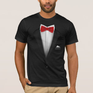 Tuxedo design with Red Bowtie For Weddings T-Shirt