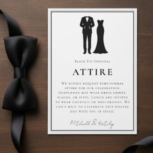 Tuxedo & Dress Minimal Border White Wedding Attire Enclosure Card