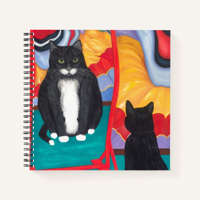 Tuxedo Fun House Fat Cat Spiral Notebook Small (Front)