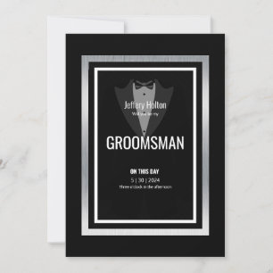 Tuxedo groomsman black and white tuxedo  invitation