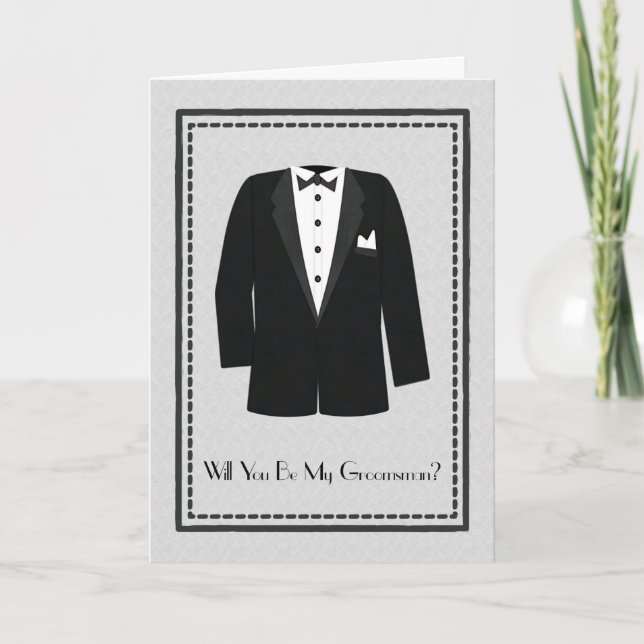 Tuxedo Groomsman Request Thank You Card (Front)