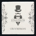 Tuxedo Groomsmen Gift Stone Coaster<br><div class="desc">Tuxedo Groomsmen Gift Stone Coaster. Create the perfect wedding or groomsmen gift. Personalise this design with your own text. Further customise this design by selecting the "customise further" link.</div>
