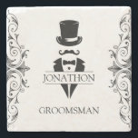 Tuxedo Groomsmen Gift Stone Coaster<br><div class="desc">Tuxedo Groomsmen Gift Stone Coaster. Create the perfect wedding or groomsmen gift. Personalise this design with your own text. Further customise this design by selecting the "customise further" link.</div>