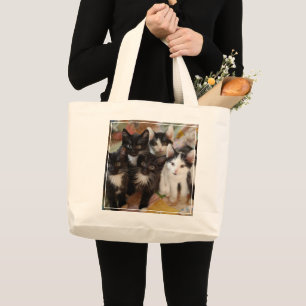Tuxedo Kittens Large Tote Bag