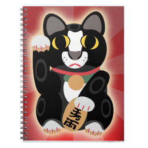 Tuxedo Lucky Cat Cute Fortune Pet Cartoon Spiral Notebook