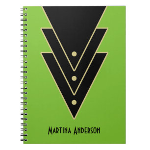 Tuxedo Modern Art Deco Personalised Spiral Notebook
