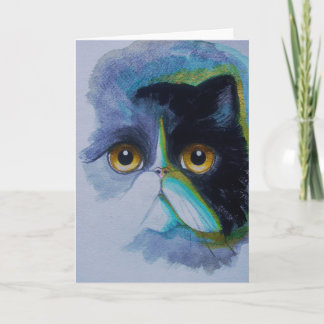 TUXEDO PERSIAN CAT Greeting Card,white envelope Card