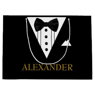 Tuxedo Personalised Groomsman Wedding Thank You Large Gift Bag