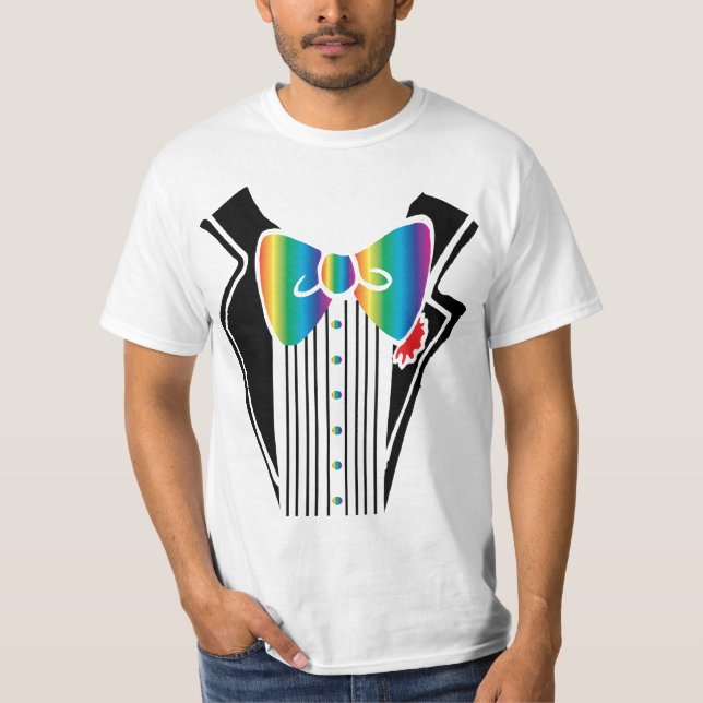 Tuxedo - Rainbow Tie T-Shirt (Front)