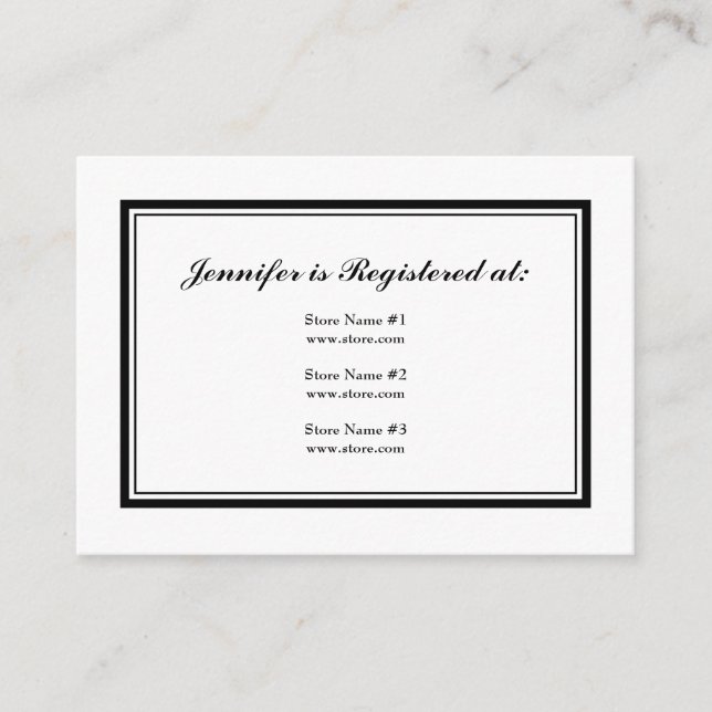 Tuxedo Registry Card in Black and White (Front)