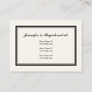 Tuxedo Registry Card in Black and White on Cream