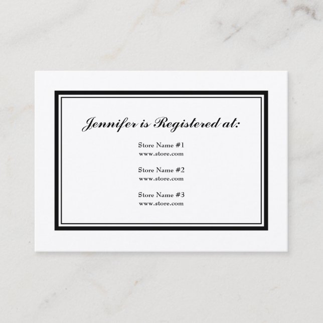 Tuxedo Registry Card in Black and White on Cream (Front)