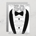 Tuxedo Suit Silver Mens 50th Birthday Party Invitation<br><div class="desc">Tuxedo Suit Silver Mens 50th Birthday Party Invitation

Variations to the invitation and matching items in our store</div>