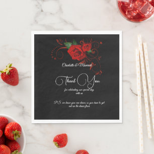 Tuxedo Suite & Bride Silhouette Wedding Napkin