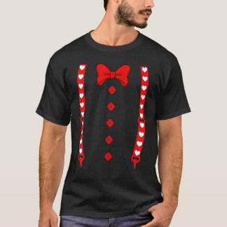 Tuxedo Suspenders And Heart Bow Tie Boys Kids Vale T-Shirt