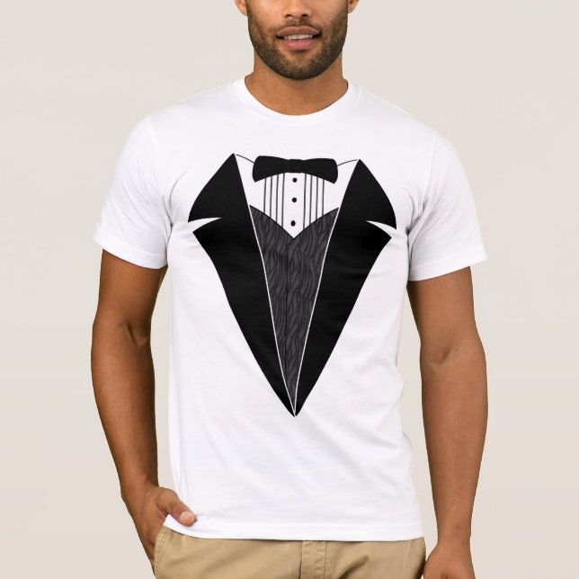 Tuxedo T-Shirt, White with Black Bowtie T-Shirt (Front)