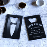 Tuxedo Team Groom Bachelor Party Bottle Opener<br><div class="desc">Are you looking for a gift for your Groomsman or Best Man or any member of Team Groom that is both quirky and useable? Then I think you have found the bottle opener you were looking for. You can personalise it with your wedding date, add a small message and your...</div>