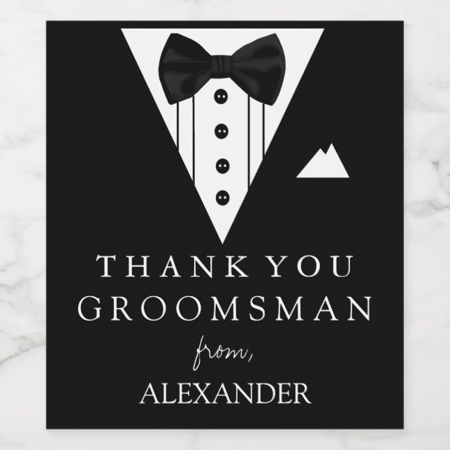 Tuxedo Thank You Groomsman Wine Label (Single Label)