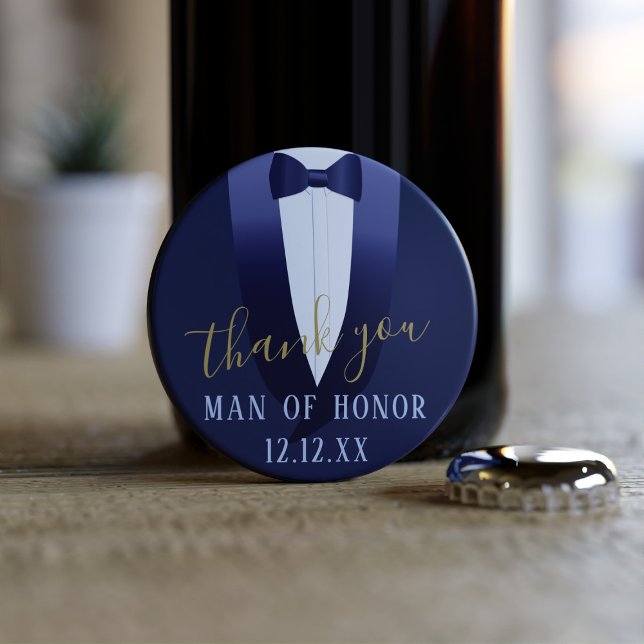 Tuxedo Thank You Man of Honour Button Bottle Opener (Creator Uploaded)