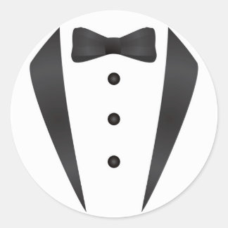 Tuxedo wedding gifts and props for groom classic round sticker