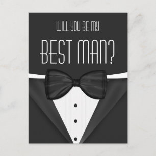 Tuxedo Will You Be My Best Man Wedding Postcard