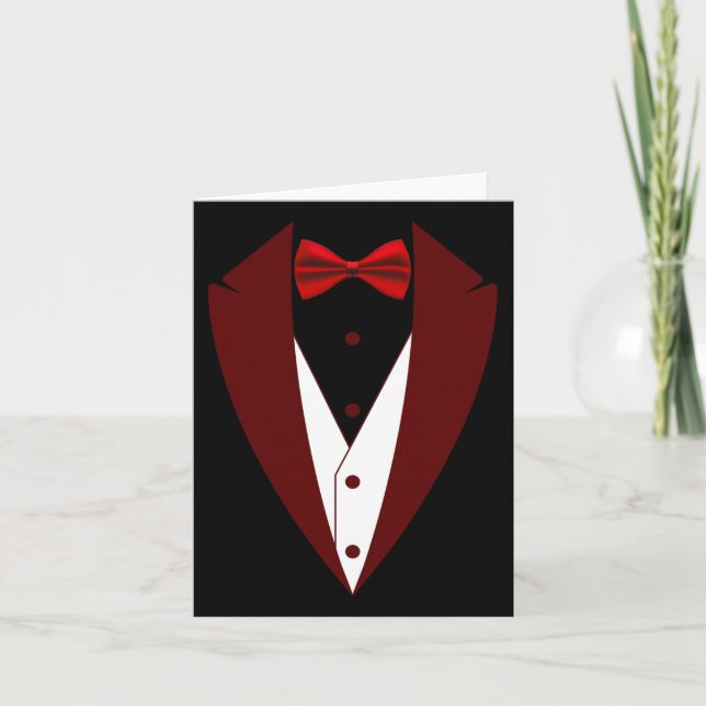Tuxedo With Bow Tie Funny - Halloween Groom Costum Card (Front)