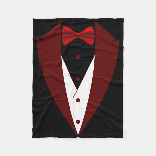 Tuxedo With Bow Tie Funny - Halloween Groom Costum Fleece Blanket (Front)