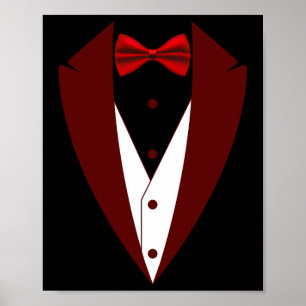 Tuxedo With Bow Tie Funny - Halloween Groom Costum Poster