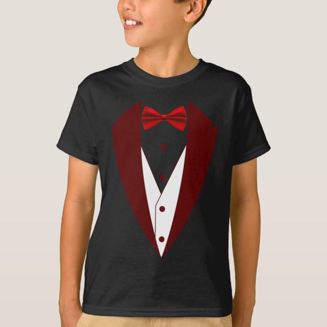 Tuxedo With Bow Tie Funny - Halloween Groom Costum T-Shirt (Front)