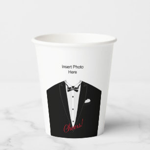 Tuxedo with custom face  paper cups