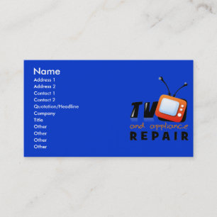 TV and Appliance Repair Business Cards