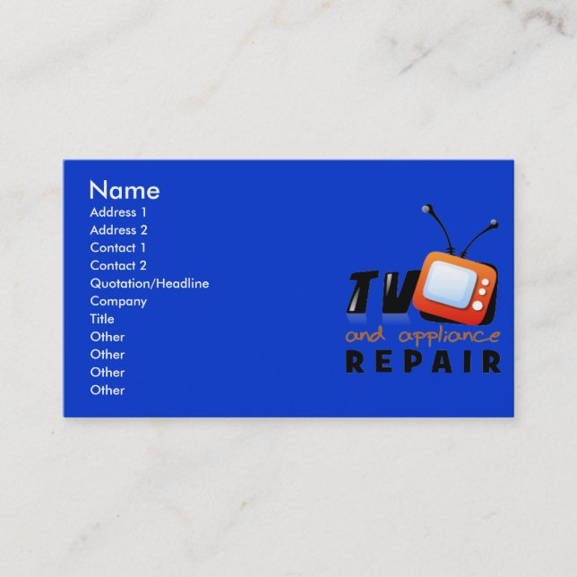 TV and Appliance Repair Business Cards (Front)