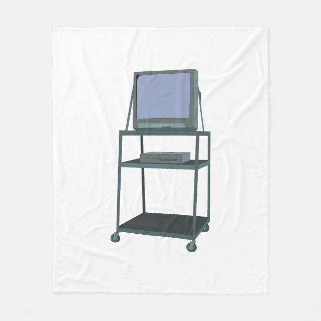 TV and VCR cart Classroom 80s 90s Funny School Fleece Blanket (Front)