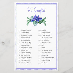 TV Couple Matching Succulent Bridal Shower Game