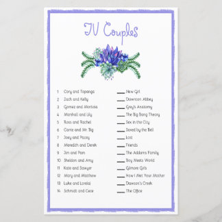 TV Couple Matching Succulent Bridal Shower Game