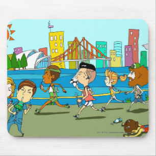 TV reporters with mikes at sports race Mouse Pad
