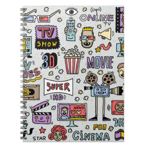 TV Series Doodles: Funny Vintage Set. Notebook